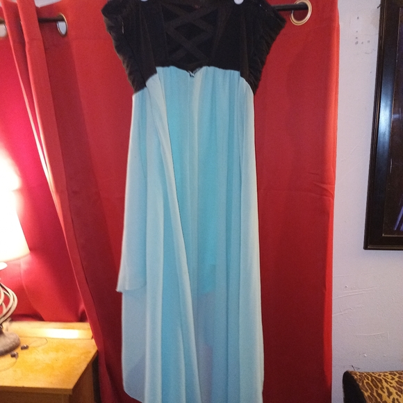 Black & teal strapless dress - Picture 2 of 3